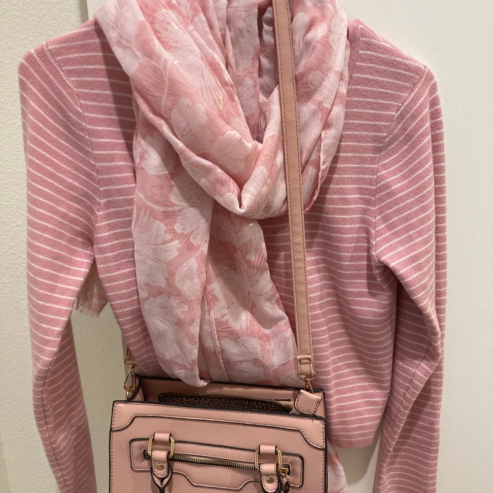 Pink striped cardigan sweater - Picture 5 of 9